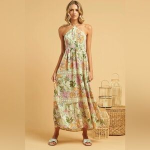 NWOT Z&L Floral Halter Maxi Dress Size Medium